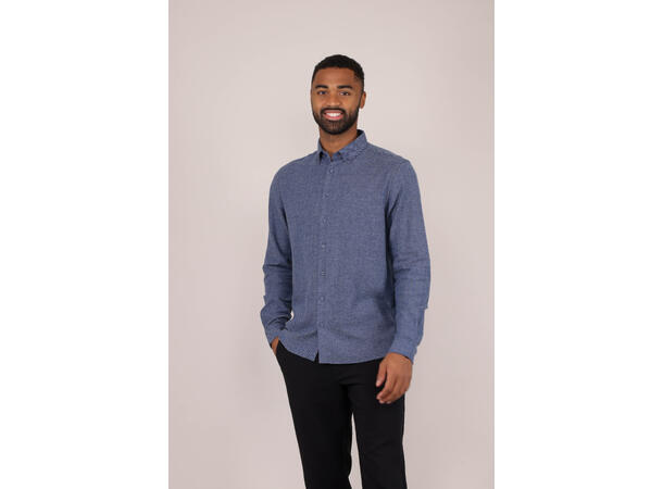 Jon Shirt Navy L Brushed herringbone shirt 