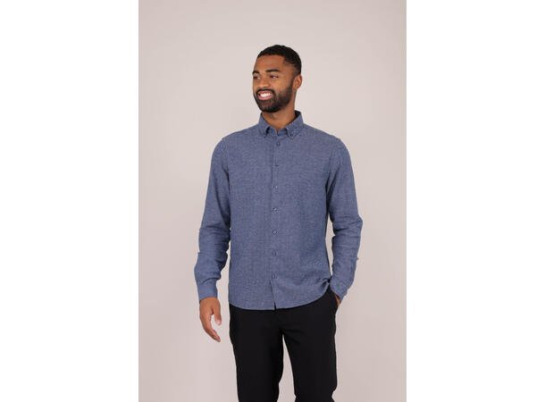 Jon Shirt Navy L Brushed herringbone shirt 