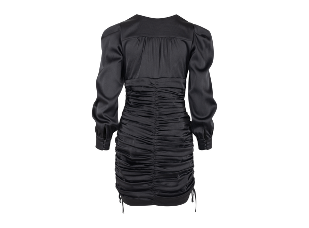 Kiki Dress Black M Gathered satin dress 