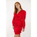 Kiki Dress Lipstick Red M Gathered satin dress
