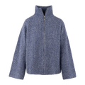 Majken Cardigan Faded Denim XL Zip wool cardigan