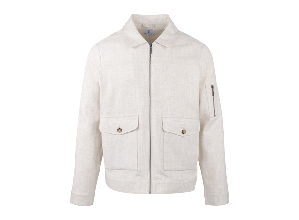 Marcelo Jacket Light Sand S Linen zip jacket 