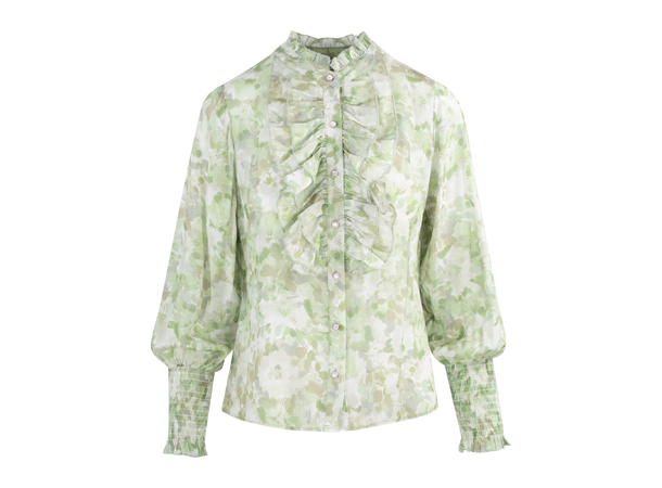 Merry Blouse Green AOP XS Watercolour pattern blouse 