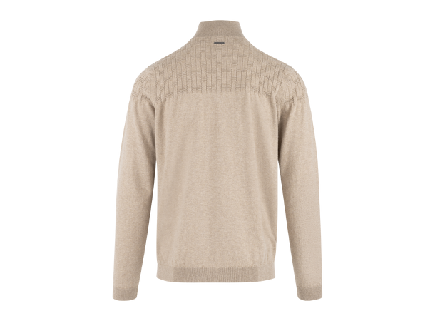 Phillis Half-zip Oatmeal XXL Fine knit merino sweater 