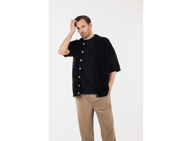 Pulp Shirt Black M Crochet SS shirt 