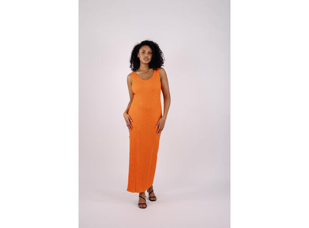 Stine midi dress Bright orange M Viscose knit midi dress 