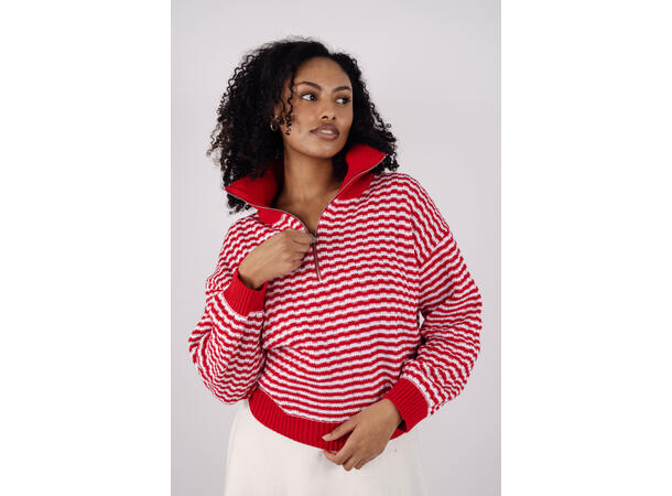 Tale Half-zip Red S Check pattern sweater 