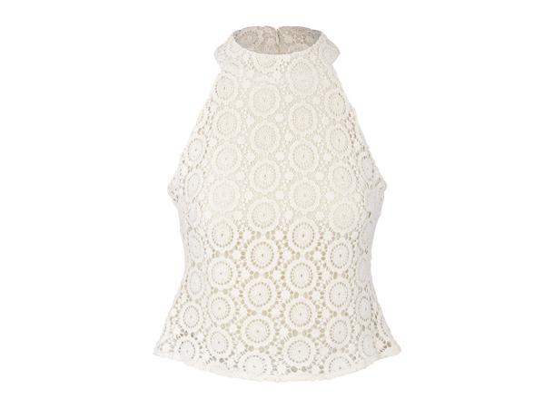 Bloom Top Cream S Crochet halter-neck 