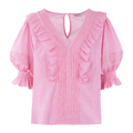 Caressa Top Sachet Pink M Crinkle cotton blouse