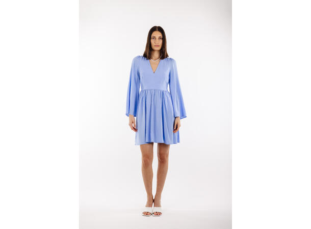 Claudia Dress Vista Blue M V-neck open back mini dress 