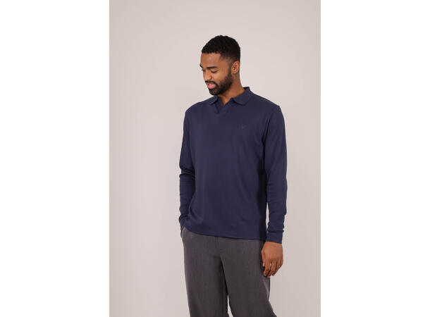 Dani LS Pique Navy M Interlock LS polo pique 
