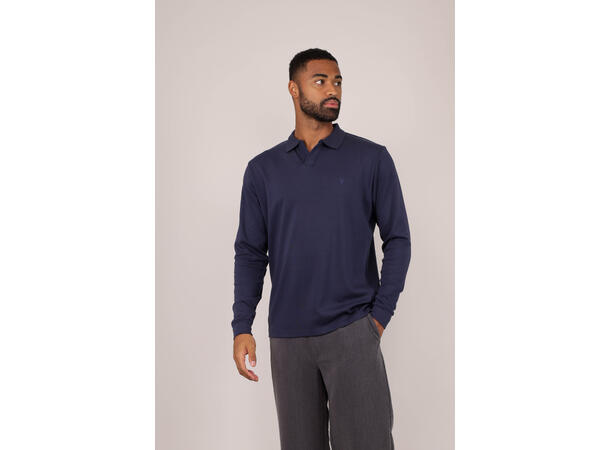 Dani LS Pique Navy M Interlock LS polo pique 