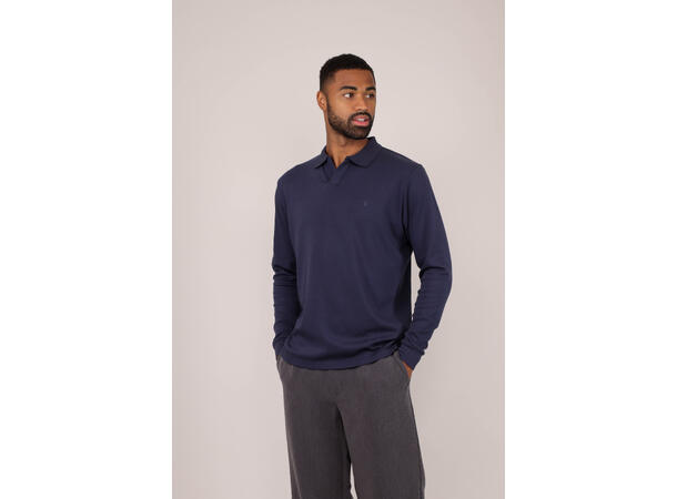 Dani LS Pique Navy M Interlock LS polo pique 