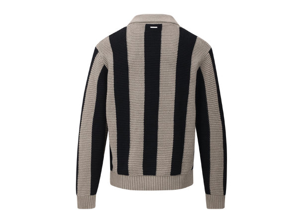 Escobar Sweater Black/Sand L Block stripe crochet look sweater 