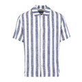 Folke Shirt Navy M Striped linen SS shirt