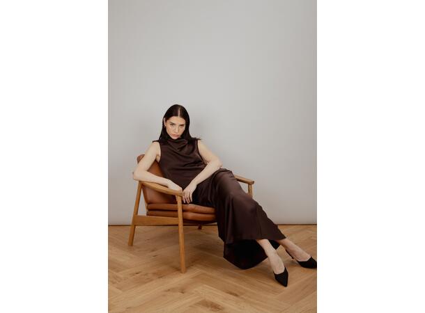 Gamma Skirt Black Coffee S Maxi satin slip skirt 