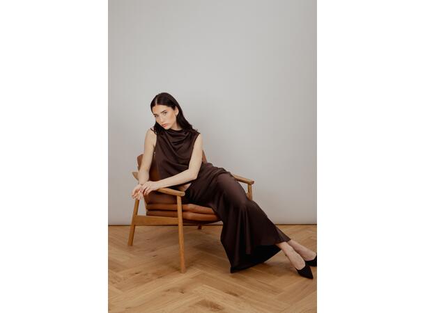 Gamma Skirt Black Coffee S Maxi satin slip skirt 