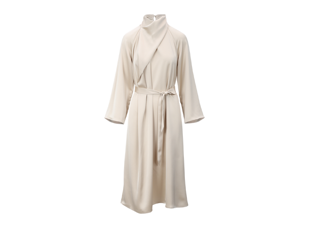 Garbo Dress Champagne S LS satin dress with twist 
