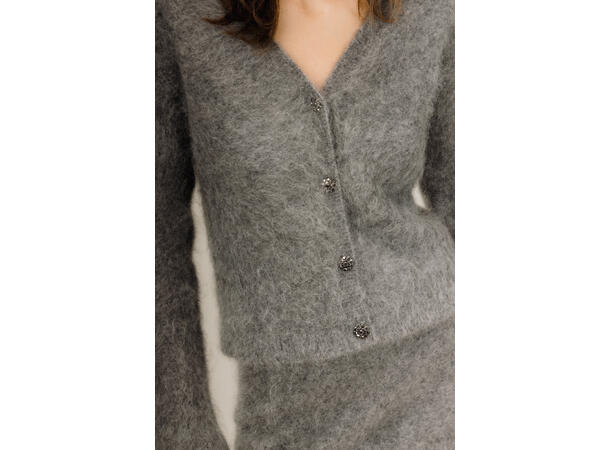 Hannah Cardigan Dark Grey S Furry mohair cardigan 