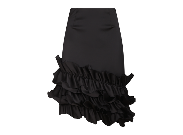 Juliet Skirt Black S Satin ruffle skirt 