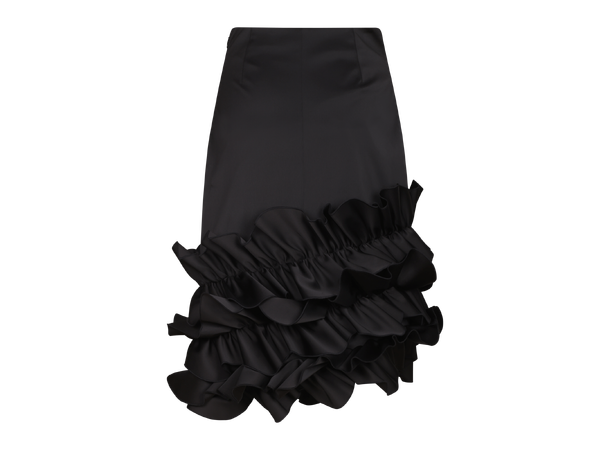 Juliet Skirt Black S Satin ruffle skirt 