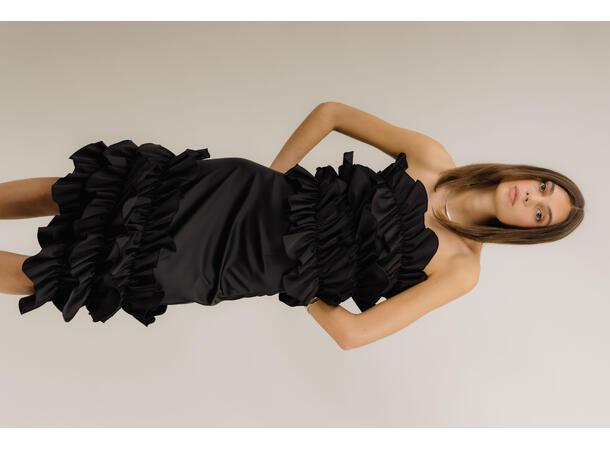 Juliet Skirt Black S Satin ruffle skirt 