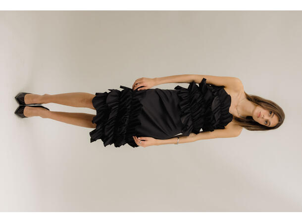 Juliet Skirt Black S Satin ruffle skirt 