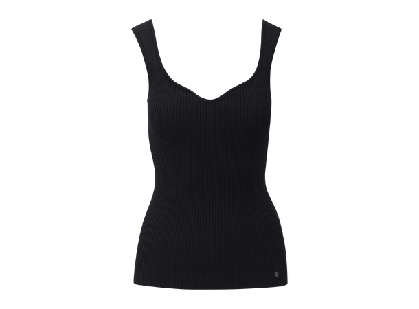Marita Top Black L Sweetheart rib top 