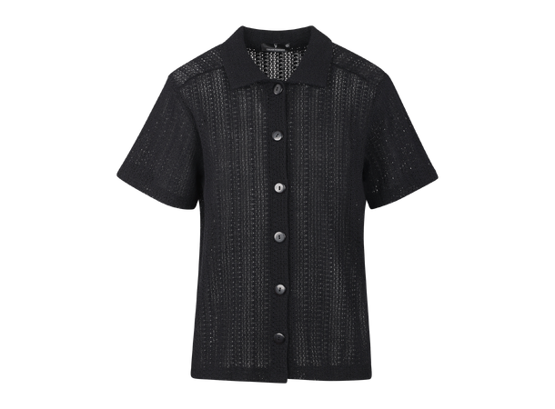 Melissa SS Shirt Black L Loose crochet look SS shirt 
