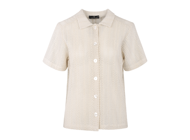 Melissa SS Shirt Cream L Loose crochet look SS shirt 