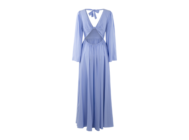 Milena Dress Vista Blue S V-neck open back maxi dress 