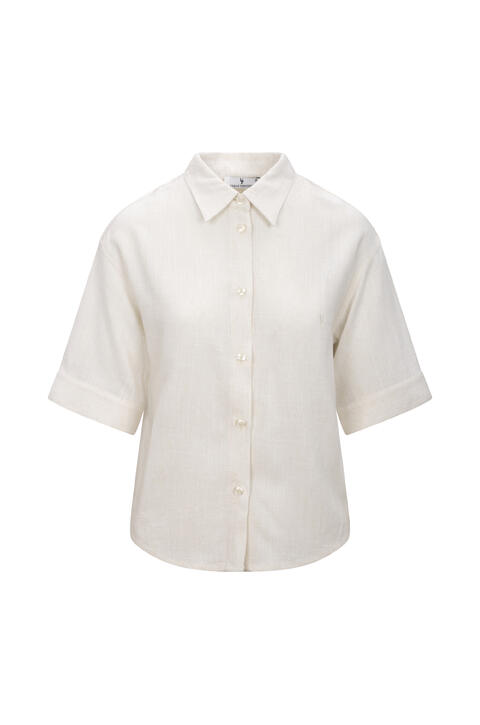 Nemi SS Shirt Light Sand S SS boxy linen shirt