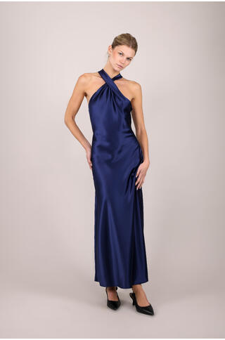 Rikki Dress Satin twisted neck long dress