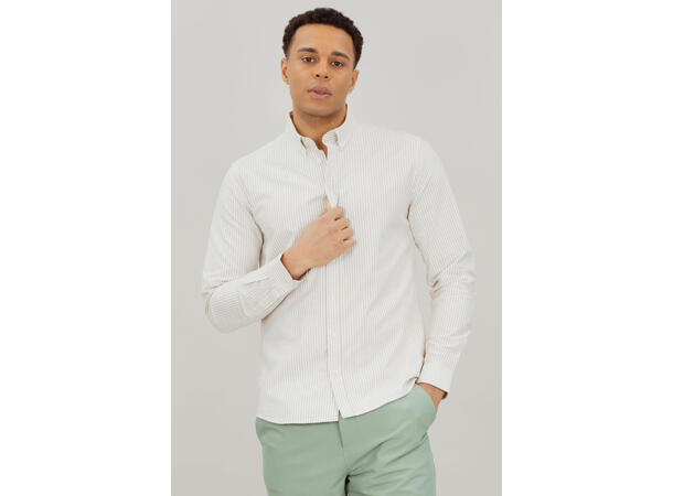 Solari LS Shirt Sand L Cotton stripe oxford LS shirt 