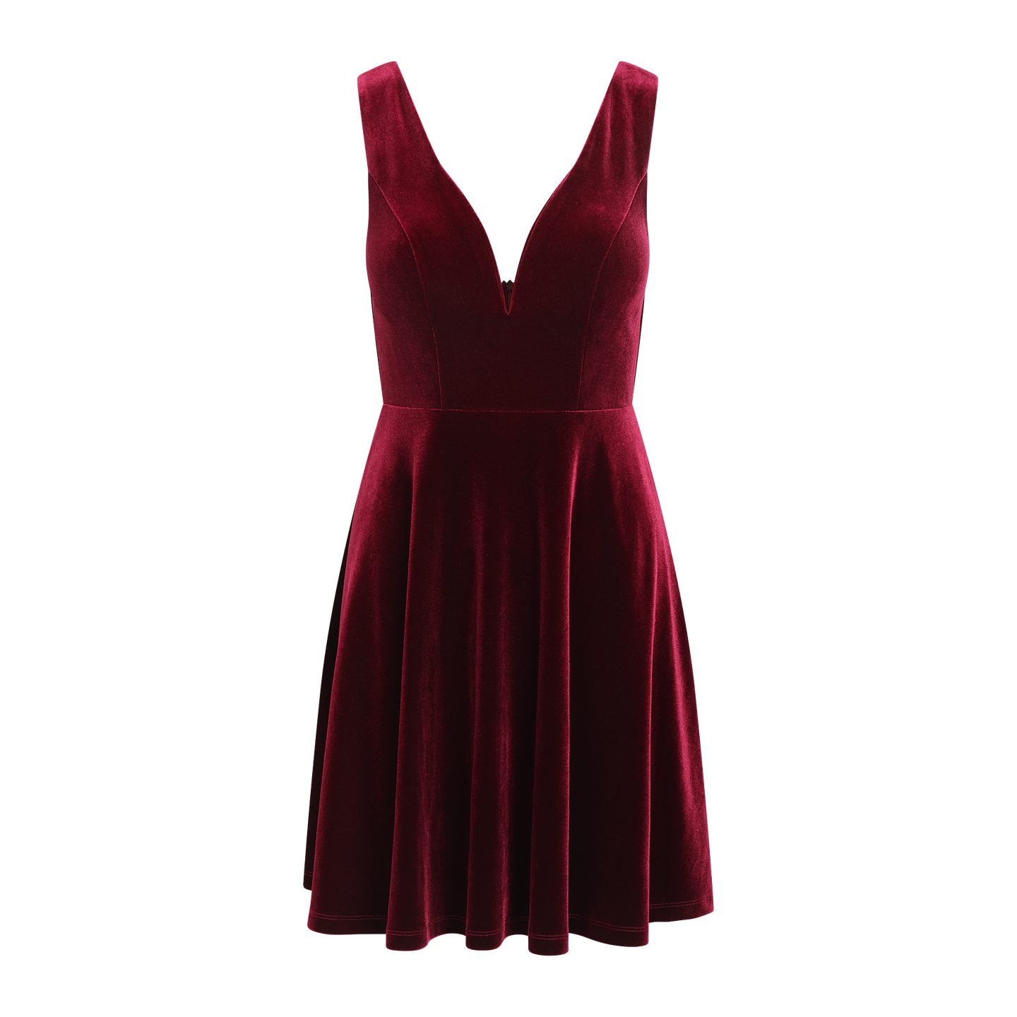 Ginza Dress Burgundy M Velour deep v-neck dress