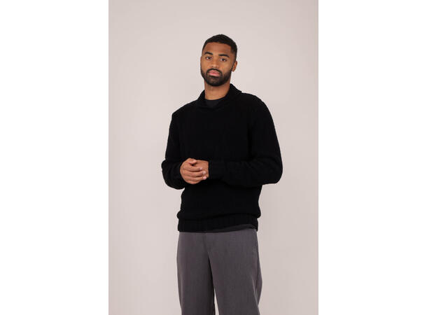 Adisa Sweater Black L Shawl collar boucle sweater 