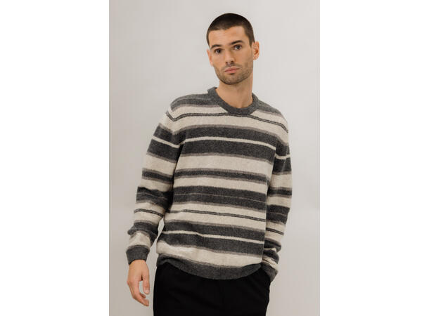 Arlo Sweater Charcoal multi M Multi striped teddy knit 