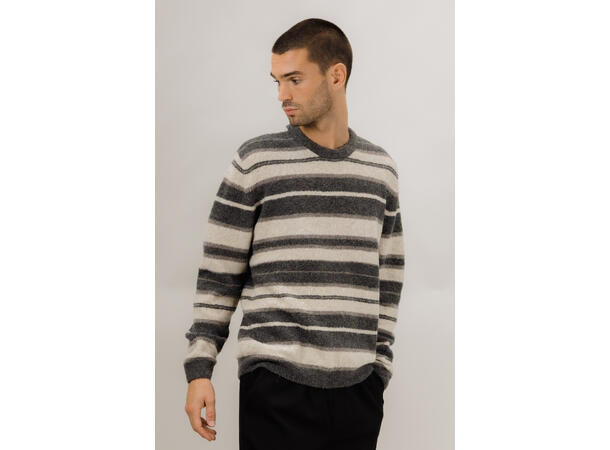 Arlo Sweater Charcoal multi M Multi striped teddy knit 