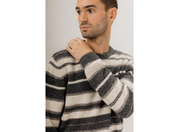 Arlo Sweater Charcoal multi M Multi striped teddy knit 