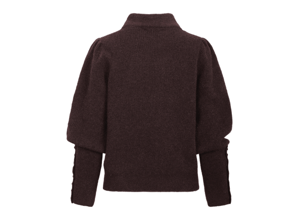 Aska Sweater Fudge M Puffed sleeves mohair sweater 