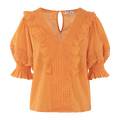 Caressa Top Nectarine XS Crinkle cotton blouse
