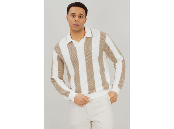 Claude Sweater Sand L Structure block stripe sweater 