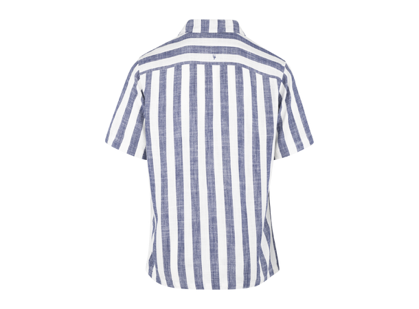 Folke Shirt Navy L Striped linen SS shirt 