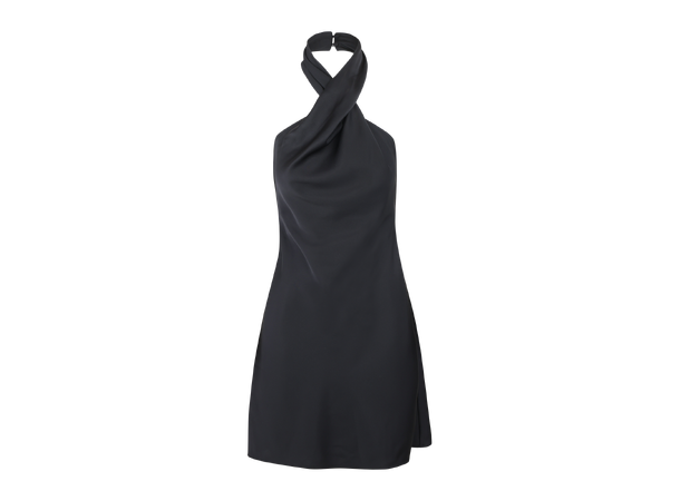 Fride Dress Black L Short satin halter-neck dress 