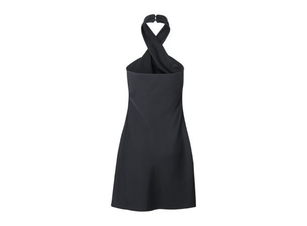 Fride Dress Black L Short satin halter-neck dress 
