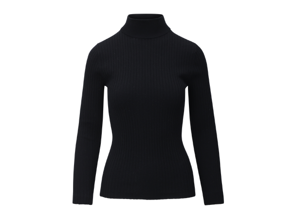 Mari Turtleneck Black M Merino rib turtle 