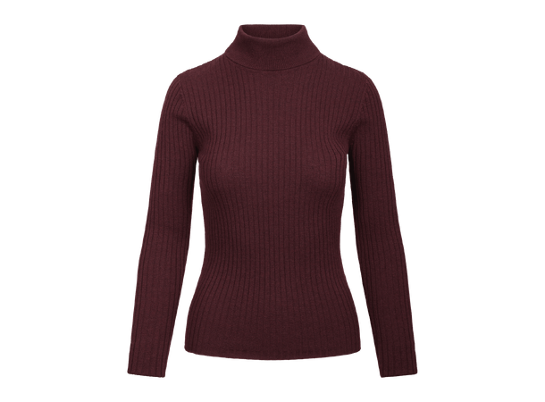 Mari Turtleneck Chocolate Cherry M Merino rib turtle 