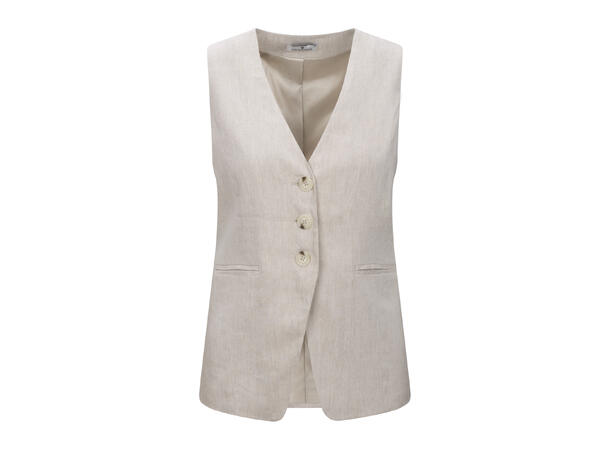Simmy Waistcoat Sand XL Long linen waistcoat 