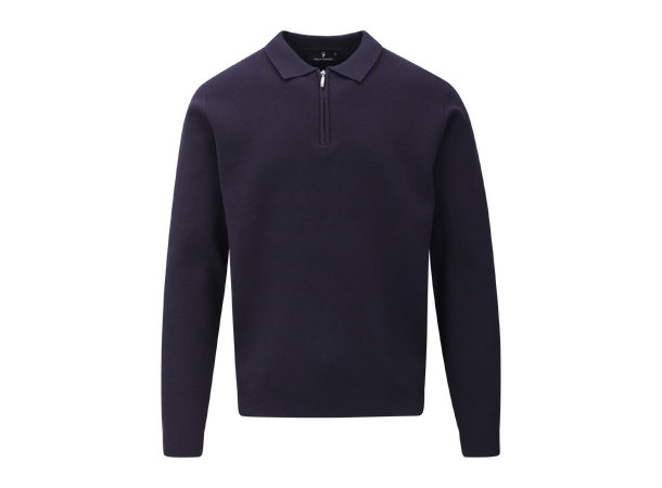 Succa Half-zip Polo Dark Navy L Basic viscose zip polo collar 