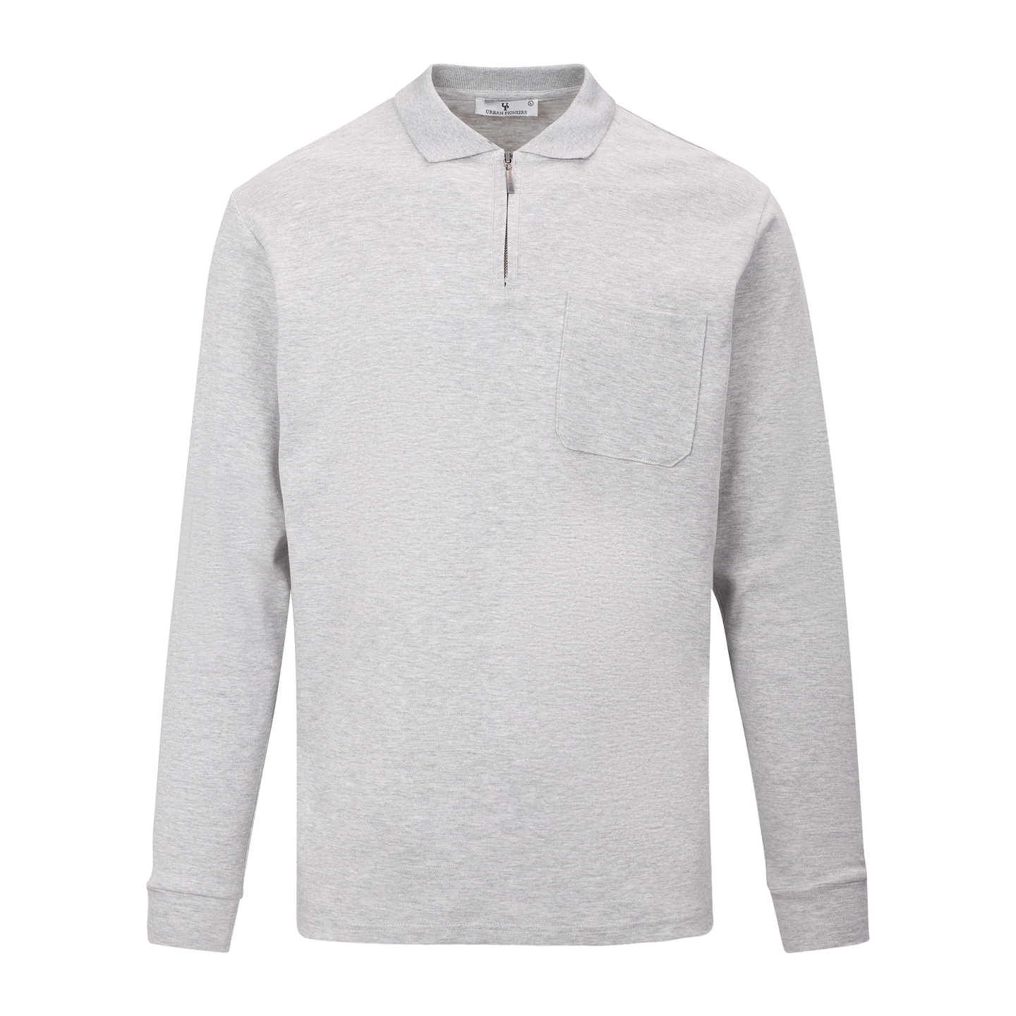 Denis LS Pique Light grey melange XXL Interlock LS polo pique